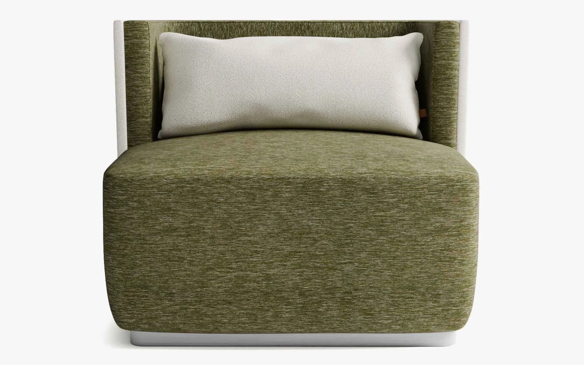 PAPILLONNE Tekli Koltuk / Berjer Yeşil Keten Dokulu Bej Buklet Satine Krom | lagu