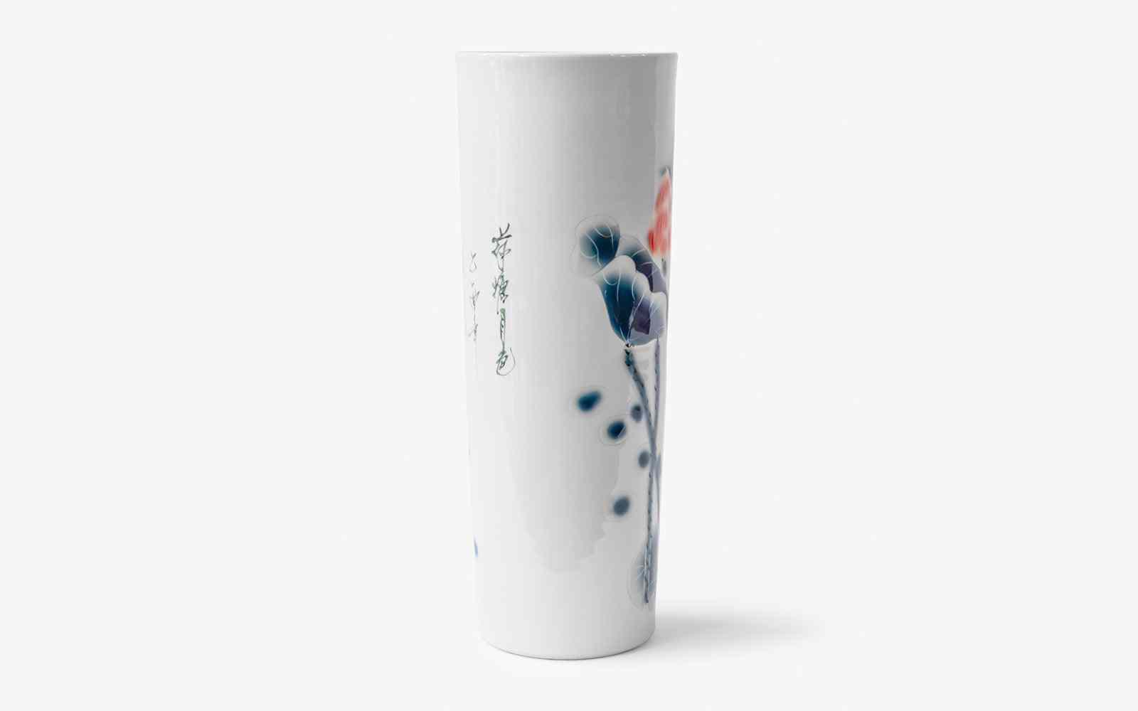 Uzun Mavi Beyaz Porselen Vazo No:2 - lagu.shop - Vazo