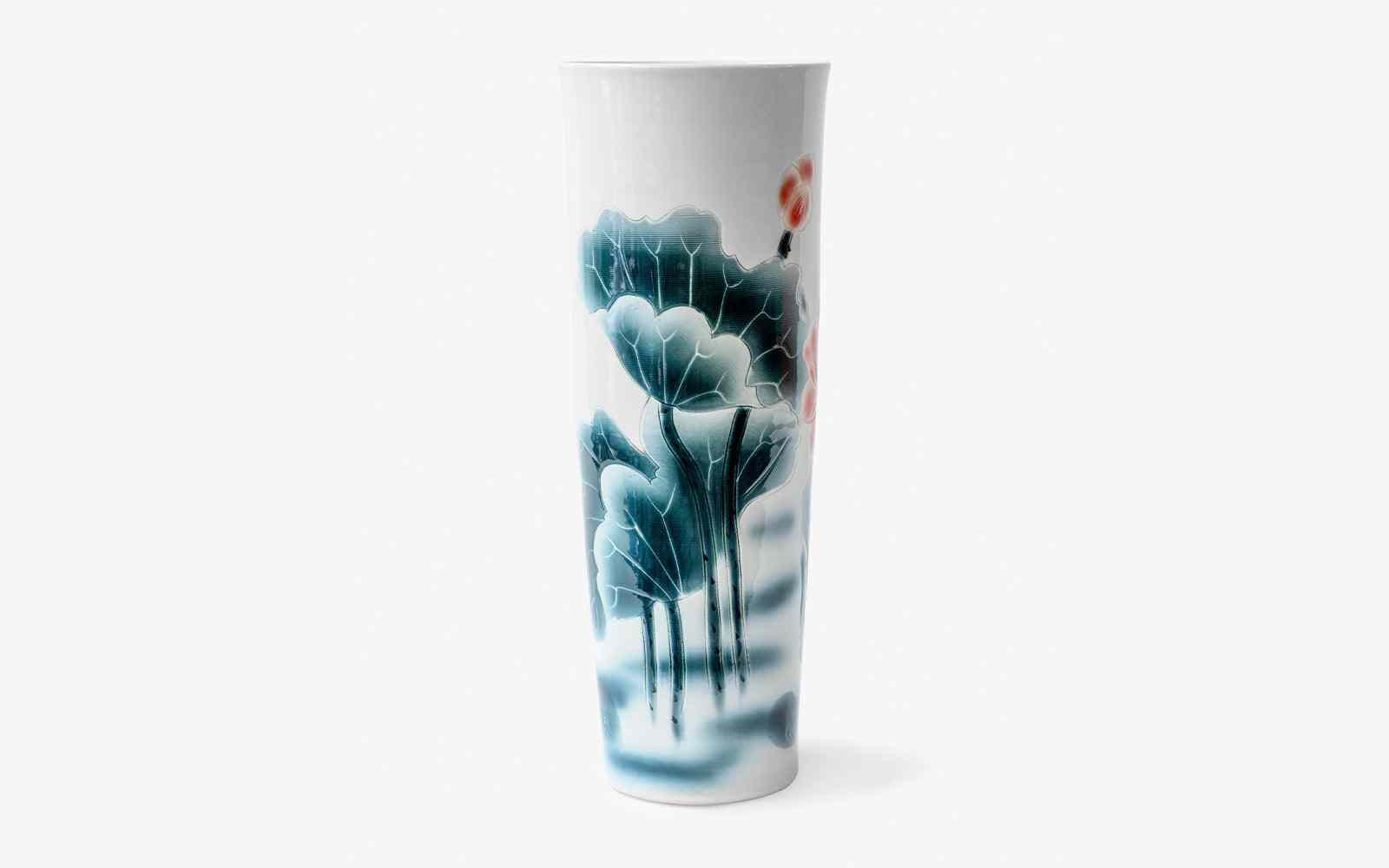 Uzun Mavi Beyaz Porselen Vazo No:3 - lagu.shop - Vazo