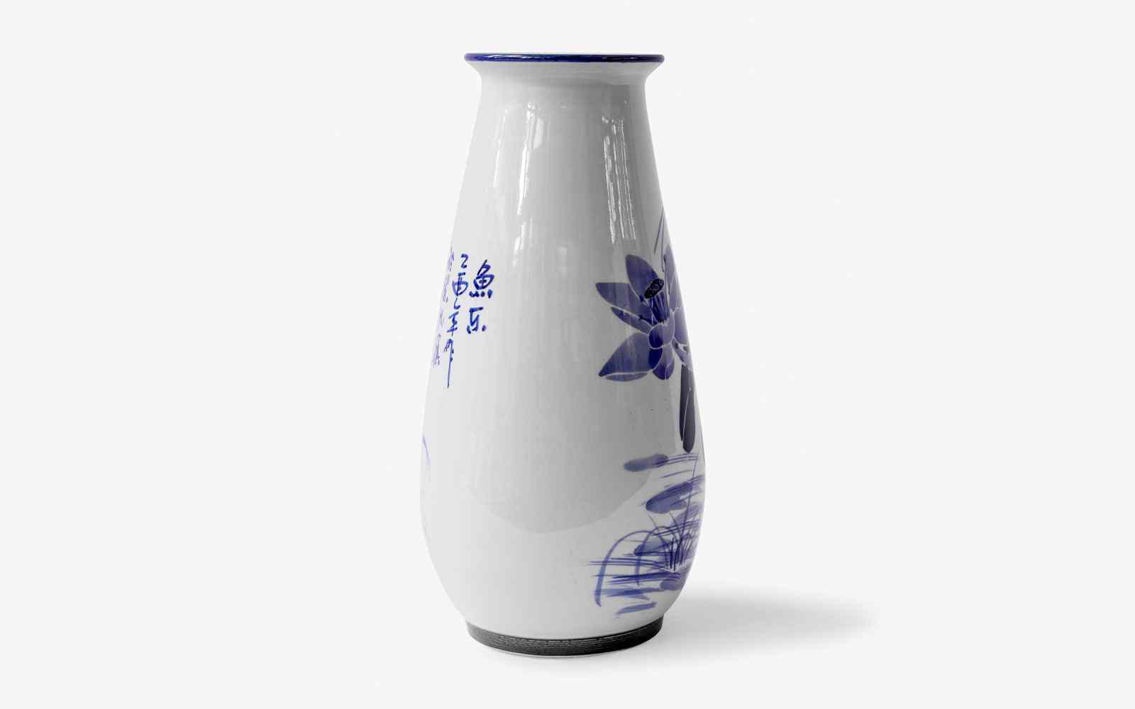 Uzun Mavi Beyaz Porselen Vazo No:4 - lagu.shop - Vazo